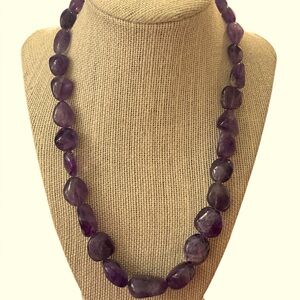 Vintage Amethyst stone necklace silver lifesaver closure